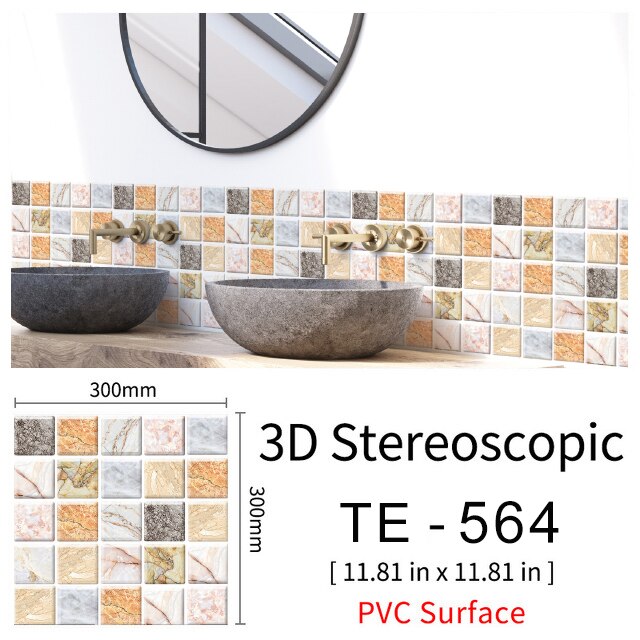 10Pcs 3D Peel and Stick Wall Tiles(30x30cm)