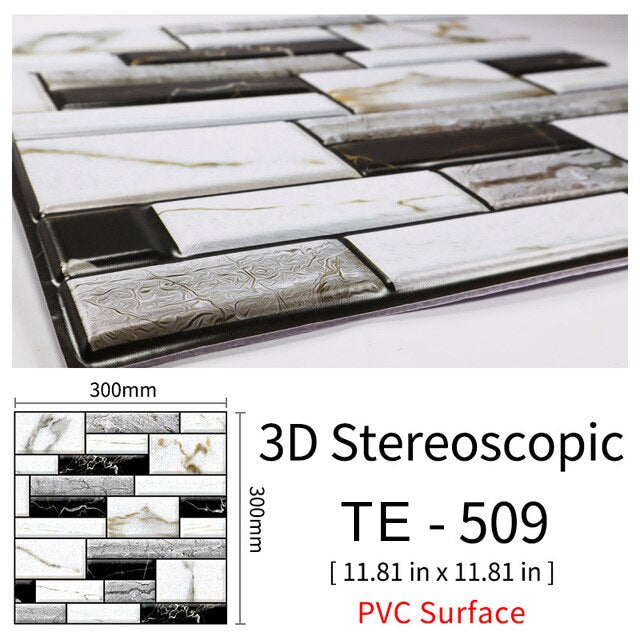 10Pcs 3D Peel and Stick Wall Tiles(30x30cm)