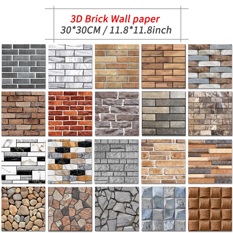 10Pcs 3D Peel and Stick Wall Tiles(30x30cm)