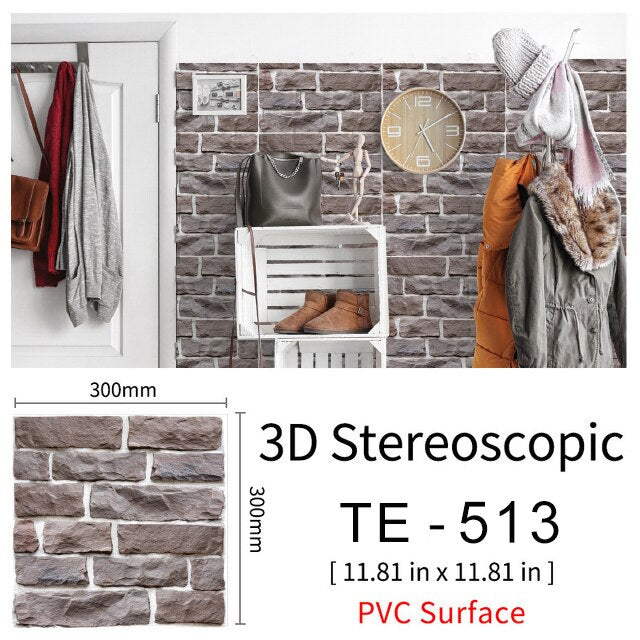 10Pcs 3D Peel and Stick Wall Tiles(30x30cm)