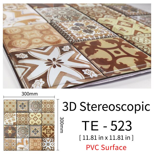 10Pcs 3D Peel and Stick Wall Tiles(30x30cm)