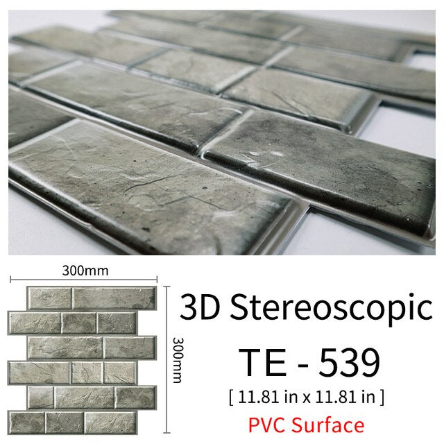 10Pcs 3D Peel and Stick Wall Tiles(30x30cm)