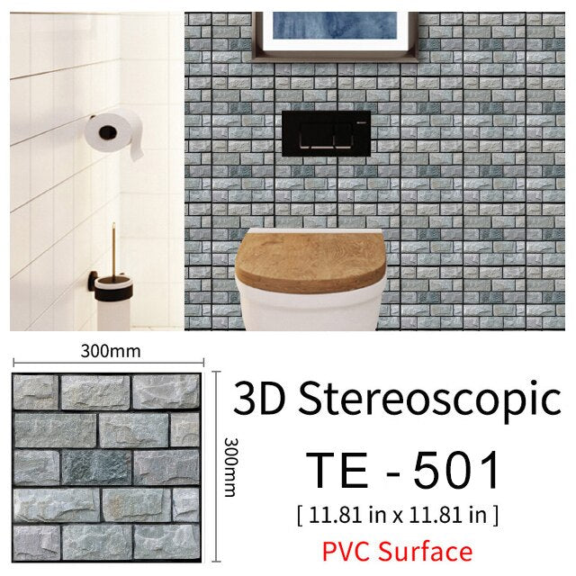 10Pcs 3D Peel and Stick Wall Tiles(30x30cm)