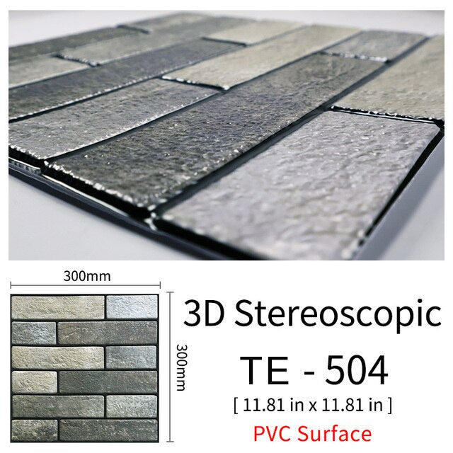 10Pcs 3D Peel and Stick Wall Tiles(30x30cm)