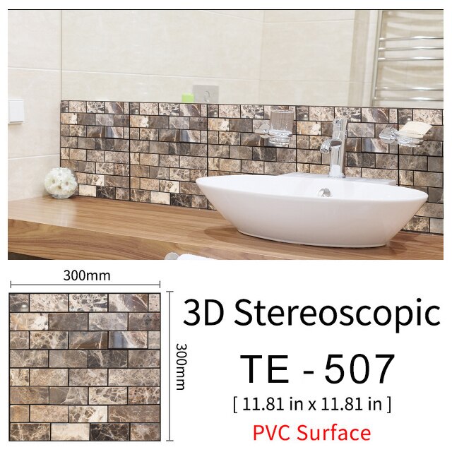 10Pcs 3D Peel and Stick Wall Tiles(30x30cm)